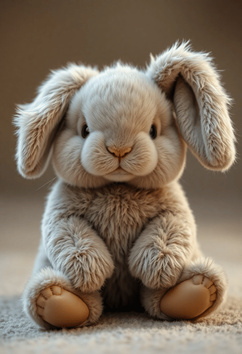 Fluffy Bunny Plush: A Photorealistic Farm Companion