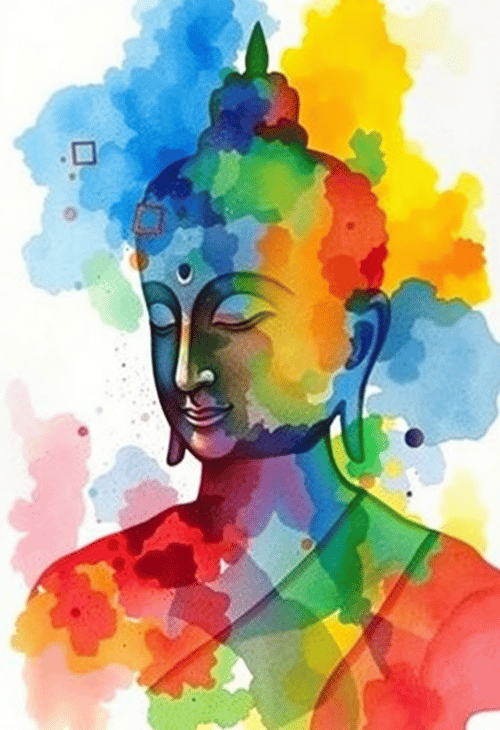 Abstract Buddha Silhouette in Watercolor
