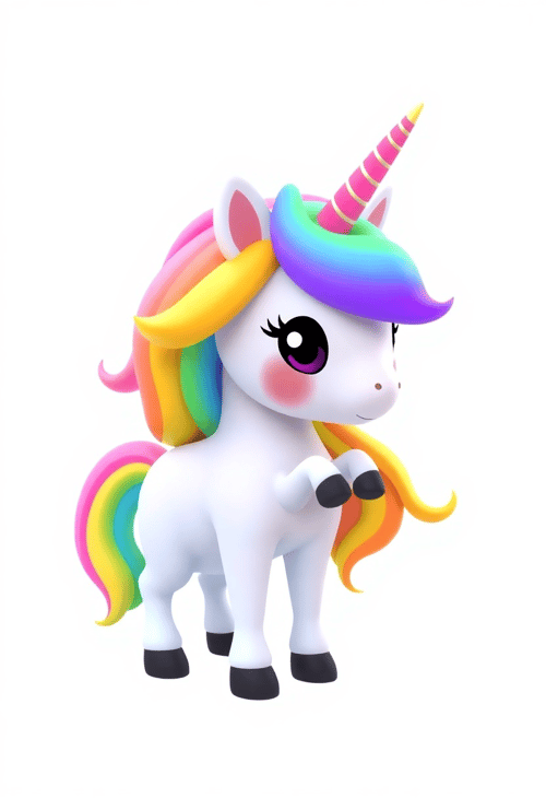 Whimsical 3D Clipart: Rainbow Unicorn Delight