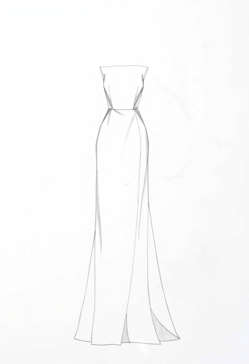 Minimalist Couture Sketch in Graphite