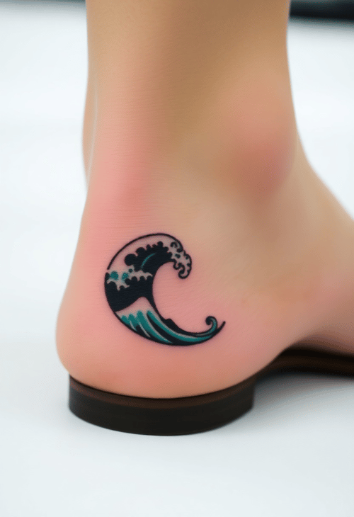 Small Wave Tattoo on Heel