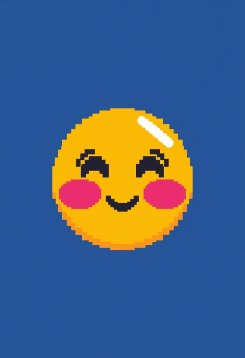 Pixel Art: Nostalgic Blushing Emoji