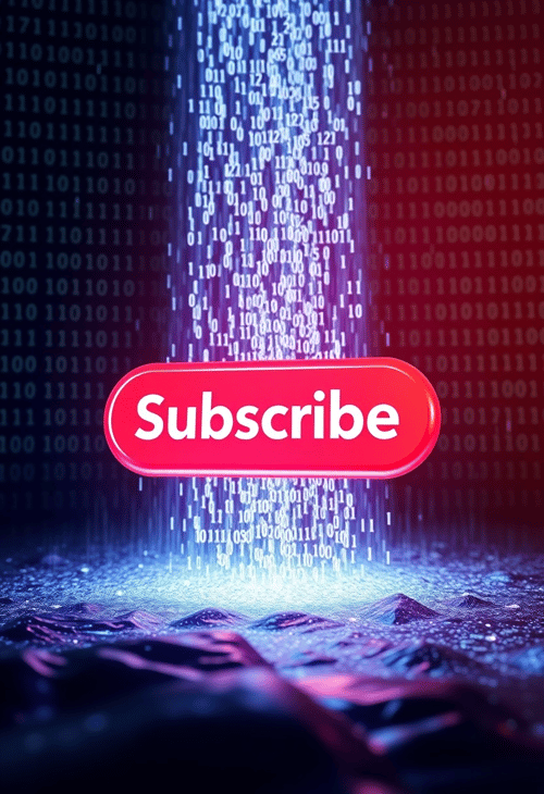 Subscribe Button Surrounded by Digital Waterfall