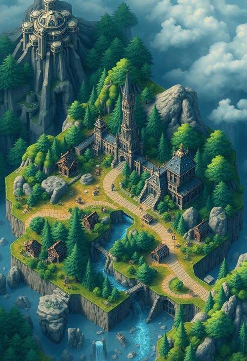 Enchanted 3D Fantasy World Map