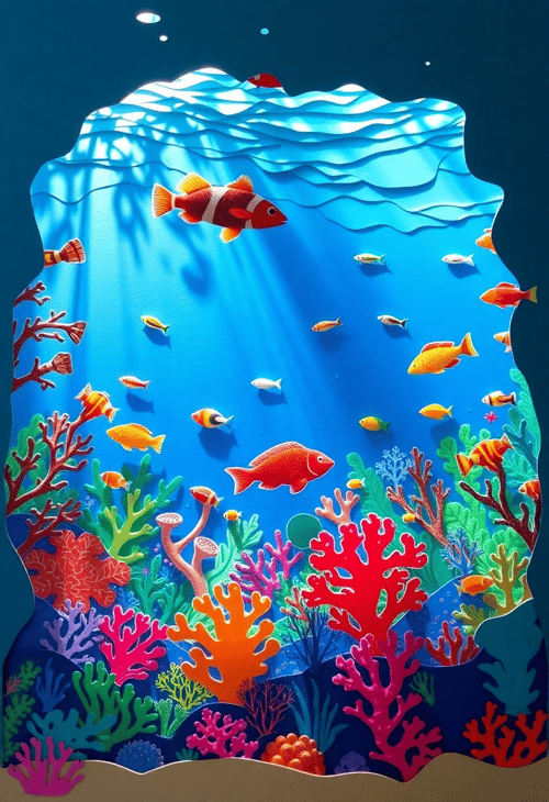 Underwater Wonders in Paper Cutout Art