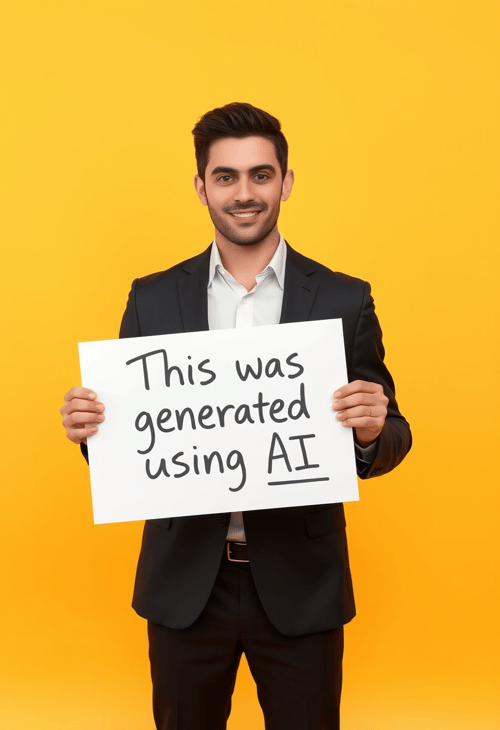 Businessman Holding AI Paper Sign