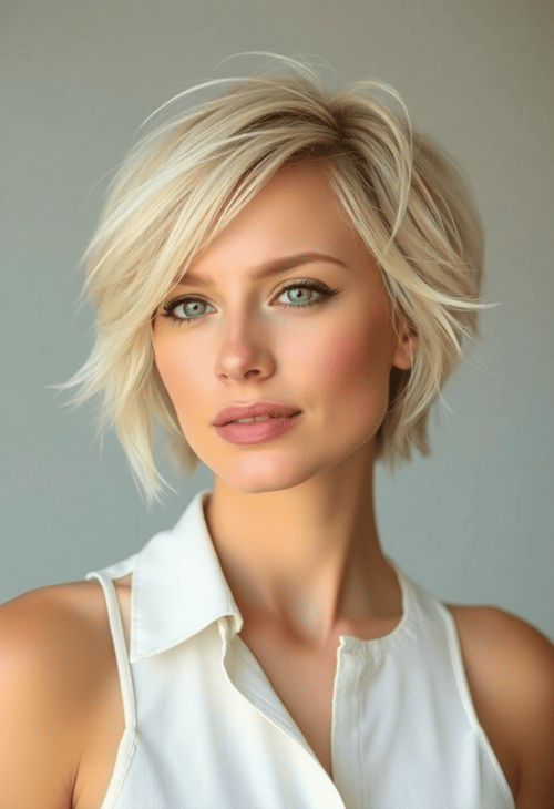 Effortless Chic: A Woman with Short Blonde Hair