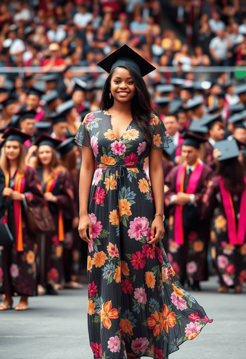 Floral Maxi Dress for a Vibrant Graduation Celebration