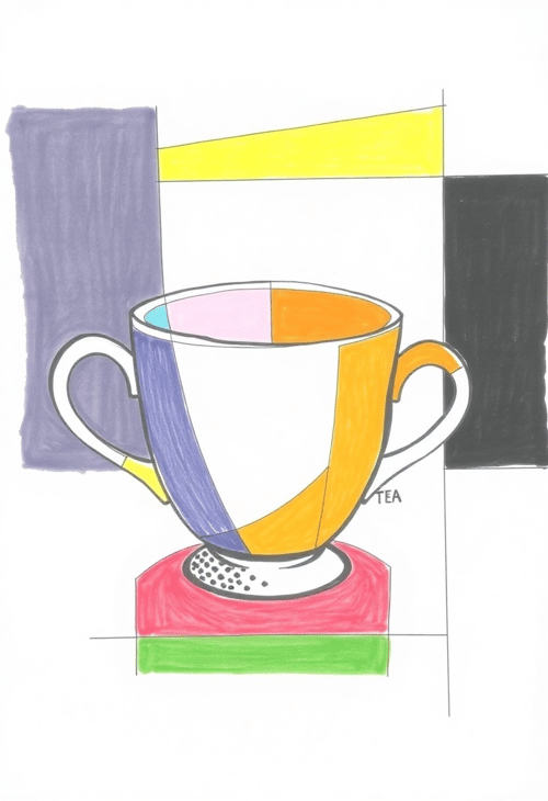 Abstract Modern Tea Cup Illustration