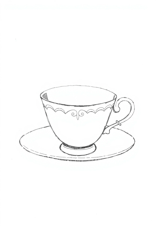 Elegant Teacup and Saucer with Graceful Lines