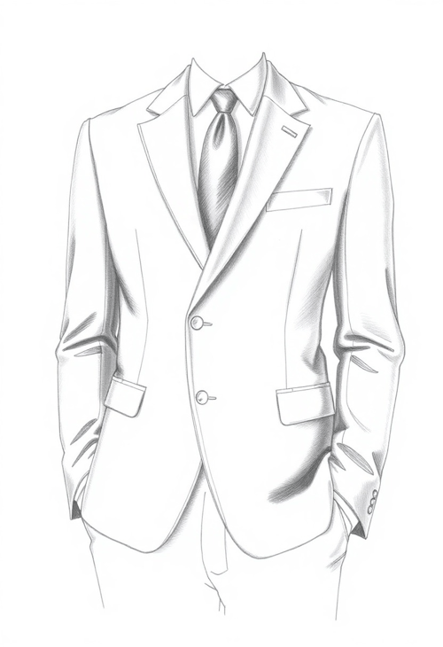Classic Tailored Suit: A Fashion Sketch in Graphite