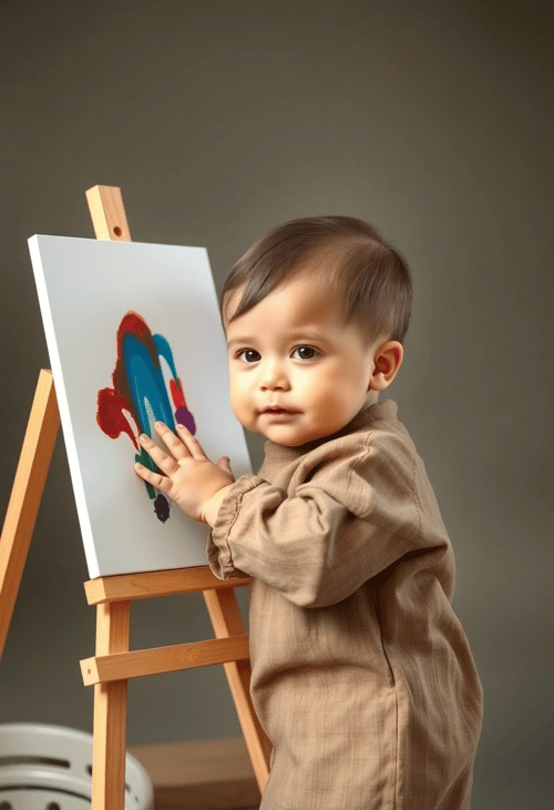 Petite Painter at the Easel