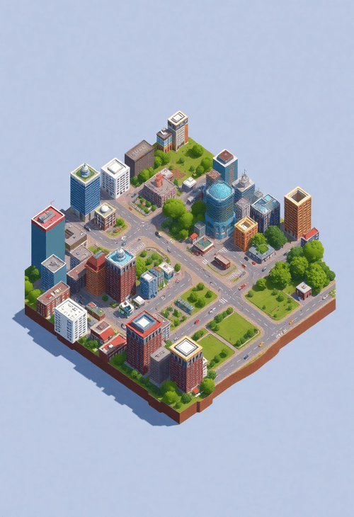 Detailed Isometric Cityscape Illustration