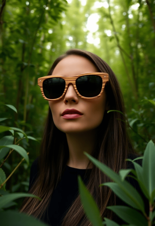 Nature's Frame: Organic Wooden Sunglasses in the Wild
