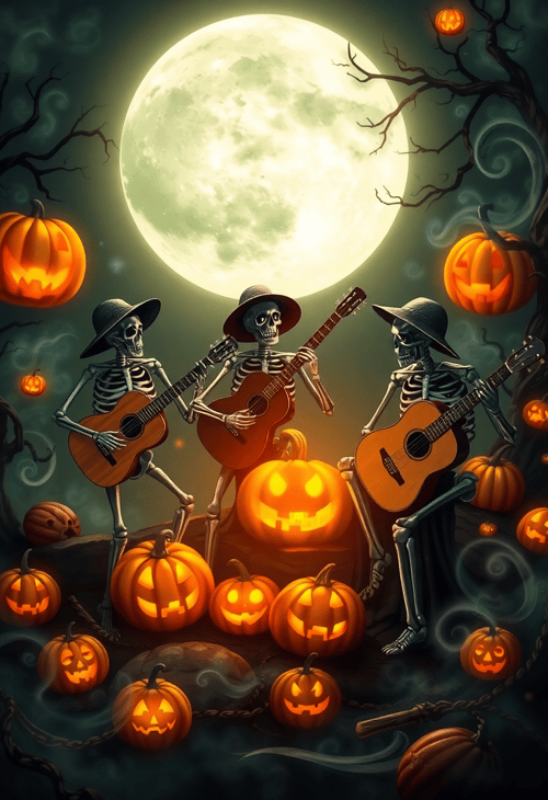 A Spooky Symphony: Skeletons in the Moonlight