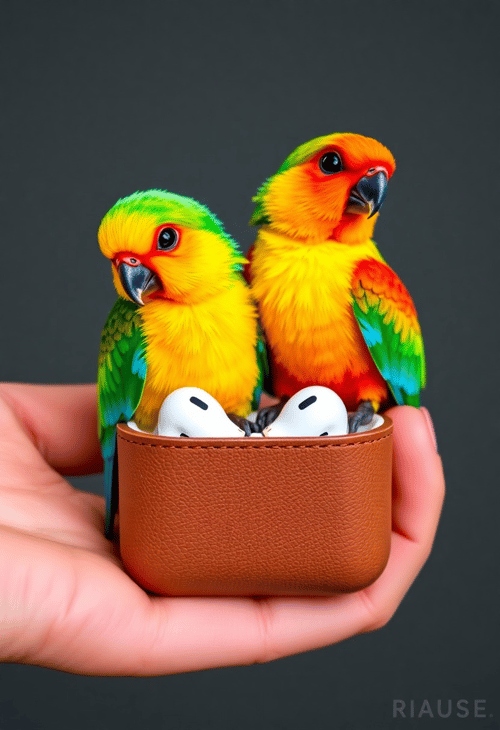 Aviary Delight: Parrot AirPods in Vibrant Detail