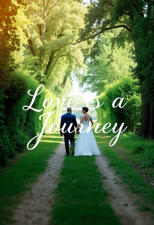 Elegant Photo of a Couple Holding Hands with 'Love is a Journey' Quote