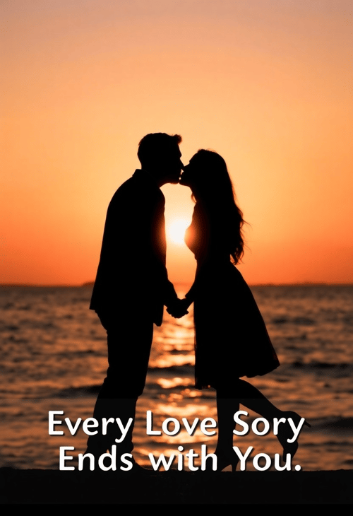 Silhouette of a Couple at Sunset with 'Ends with You' Quote