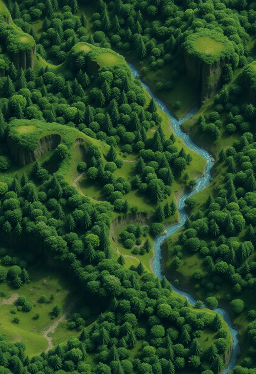 Serene 3D Forest Terrain Map