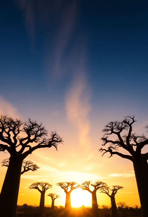 Magnificent Baobab Trees at Sunset