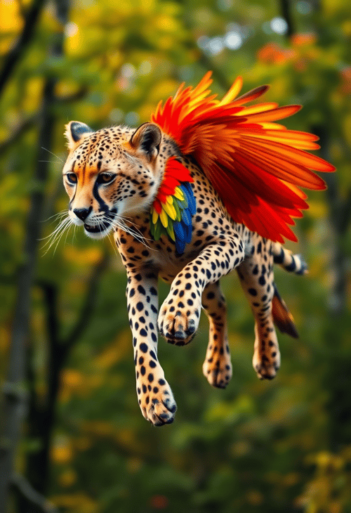 Cheetah-Parrot Explosion of Speed and Color