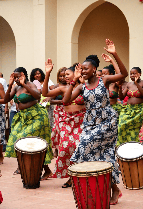 Dynamic African Dance Performance Radiating Energy