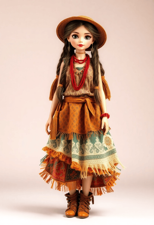 Bohemian Dreams: Free-Spirited Doll Ensemble