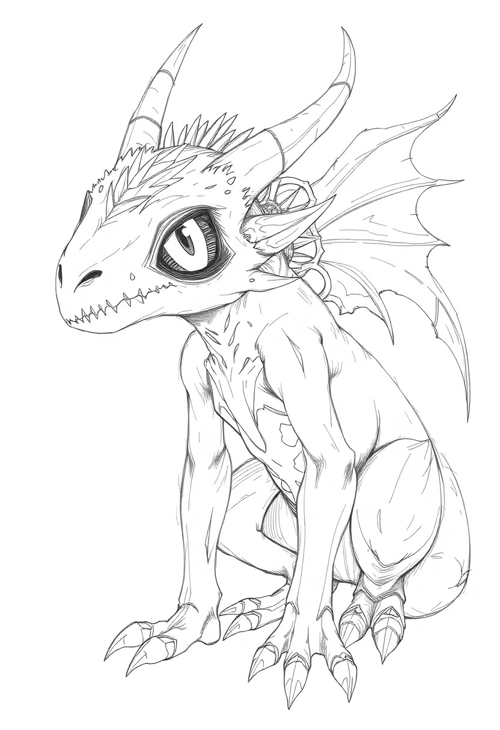 Fantasy Creature Sketch in Line Art