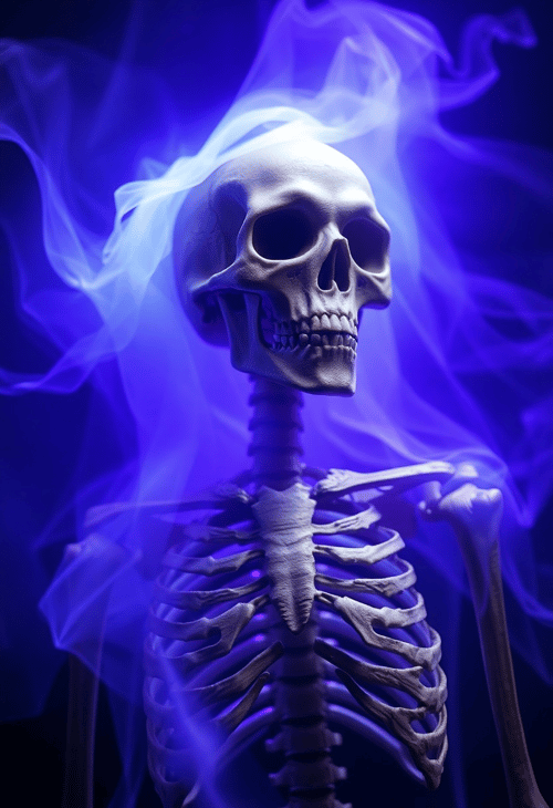 Mystical Skeleton Surrounded by Ethereal Light