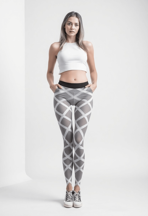 Monochrome Magic: Criss-Cross Pattern Leggings