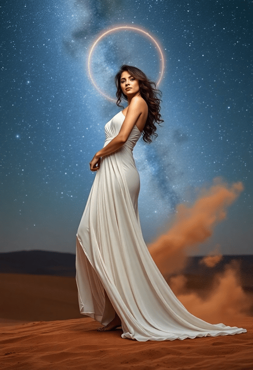 Mystical Scorpio Goddess in a Desert Landscape