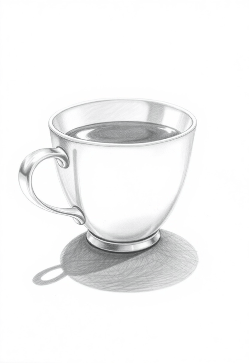 Realistic Pencil Drawing of a Tea Cup