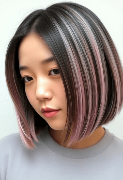 Charming Bob with Pastel Highlights on an Asian Girl