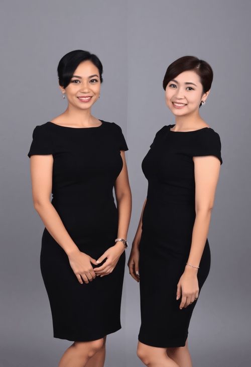Graceful Duo: Twins in Timeless Black
