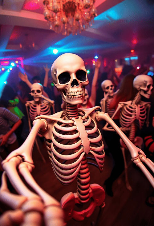 Skeleton Group Selfie at Dance Floor