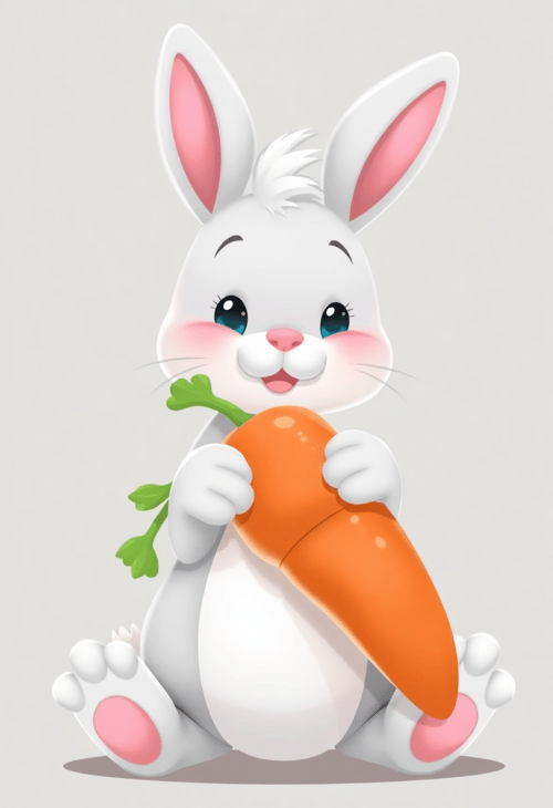 Adorable Pastel Bunny with a Carrot