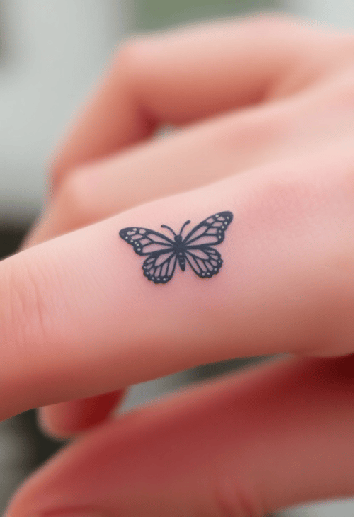 Exquisite Butterfly Tattoo on Finger