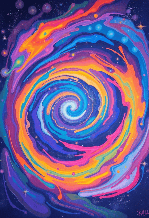 Rainbow Galaxy Swirl Abstract Painting