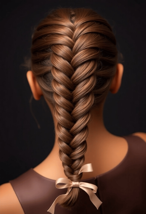 Classic French Braid with Bow on a Black Girl