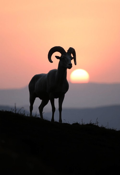 Silhouette of Aries at Dawn