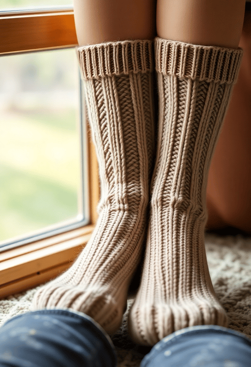 Cozy Wools Socks on a Relaxed Model