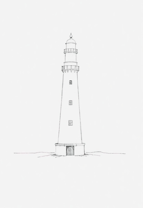 Serene Seaside Lighthouse with Minimalist Lines