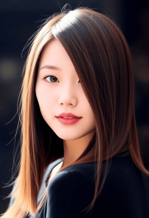 Sleek Straight Hair with a Side Part