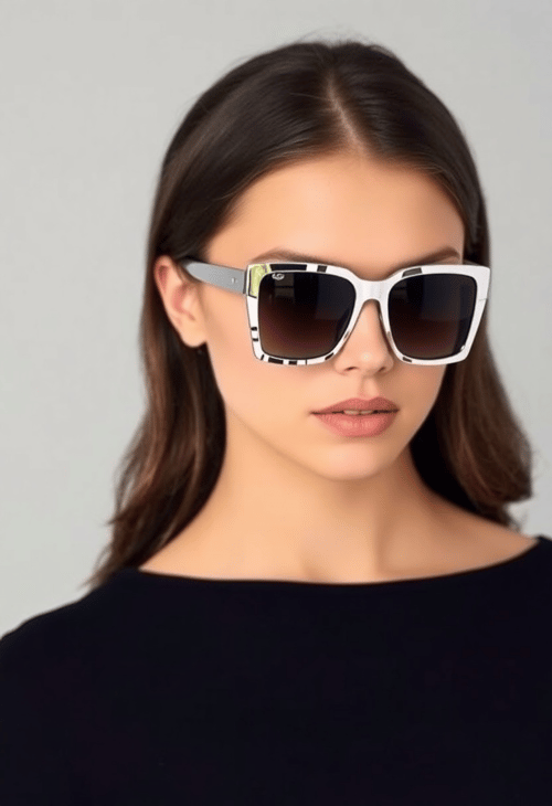 Minimalistic Square Sunglasses with Silver Mirror Finish