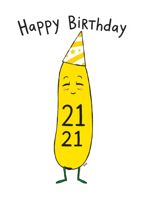 Comical Banana with a Birthday Hat