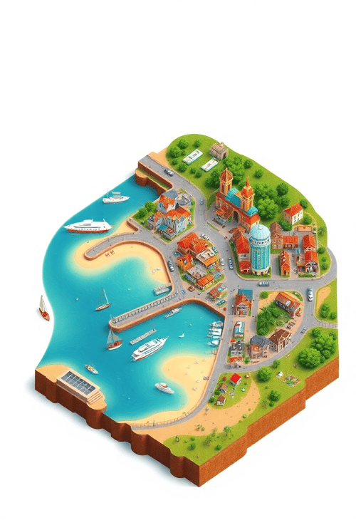 3D Interactive Coastal Town Map