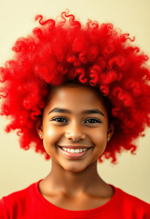 Fiery Red Afro on a Latino Girl