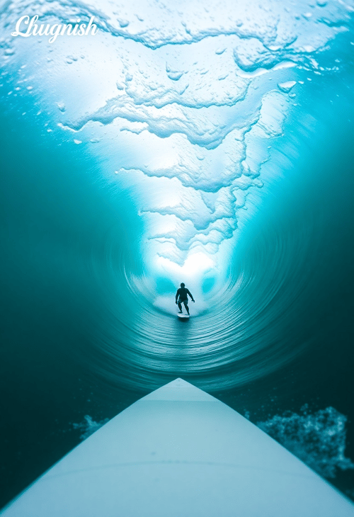 Surfer's Tunnel Vision Inside a Barrel Wave