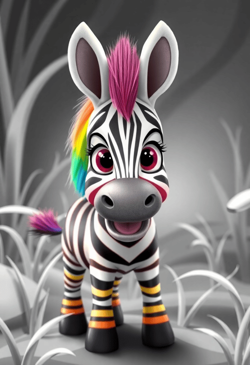 Ziggy: The Quirky Zebra with Rainbow Stripes