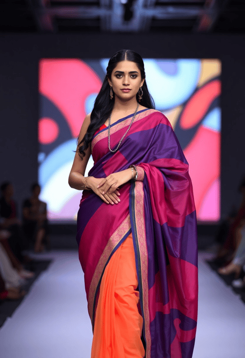 High-Fashion Saree with Western Elements